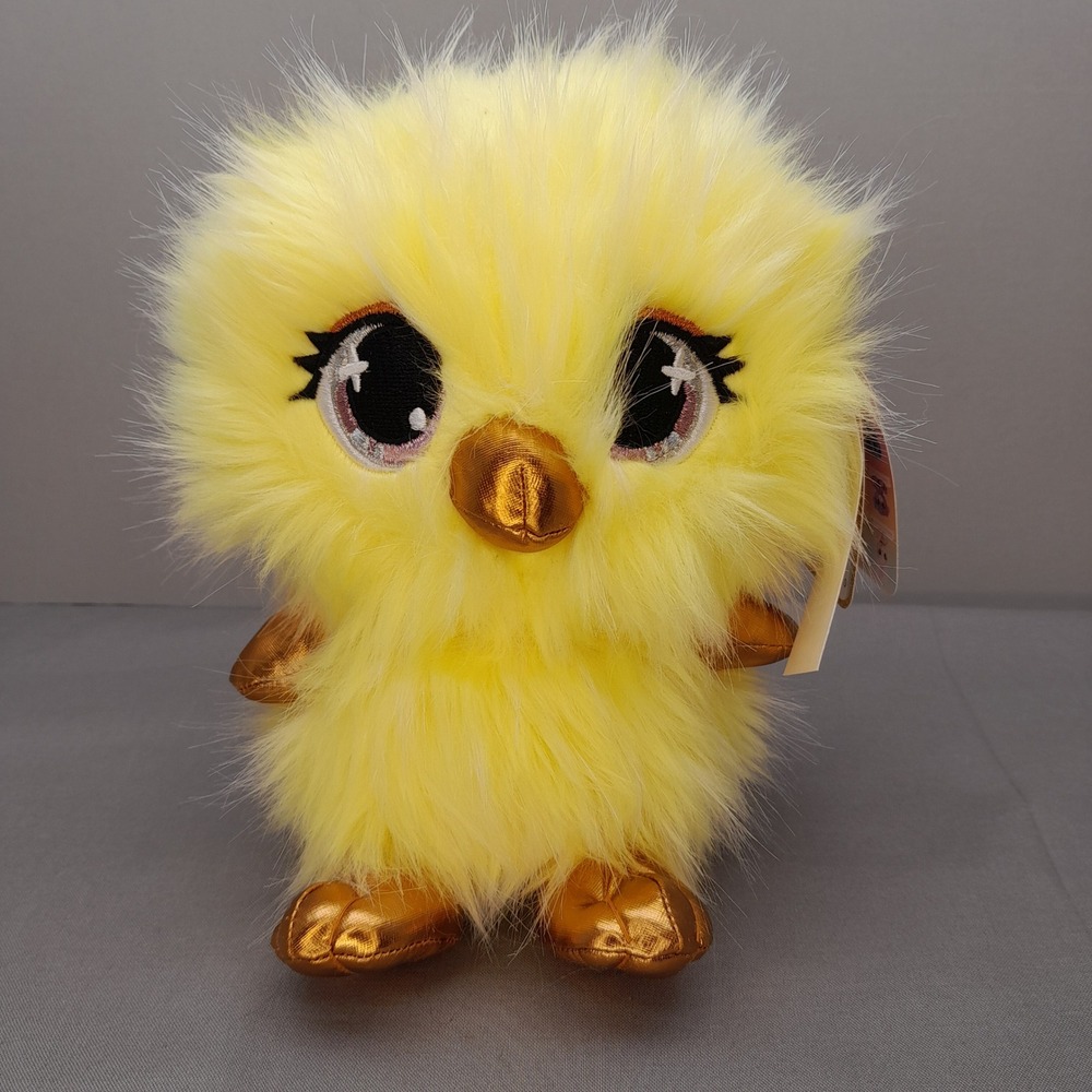 P.Lushes Pets Gia Fluffertin Yellow Chick Plush Gold Metallic Accents 6 Inch